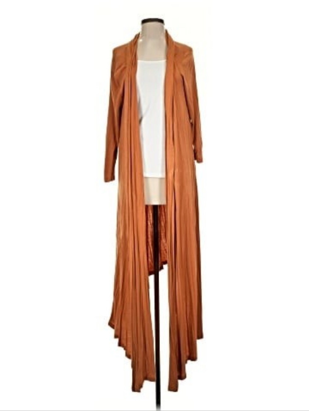 Nene Leakes 3X Casual Long Drape Lightweight Duster Cardigan Petite Cashew Brown